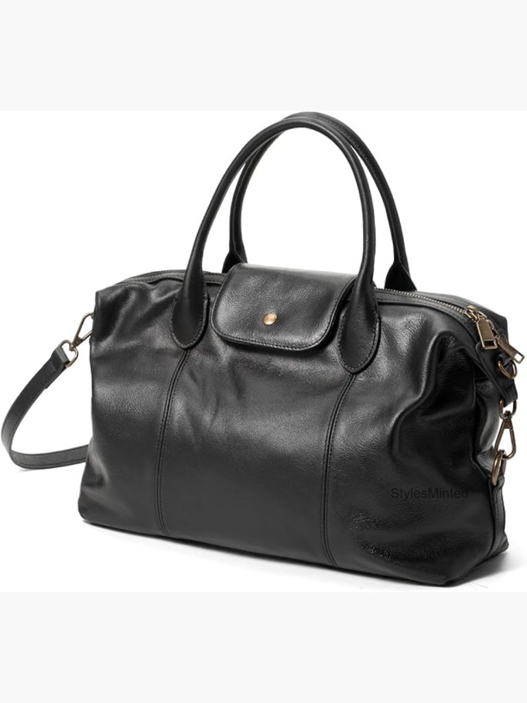 Vintage Genuine Leather Satchel Tote Bag For Women, Large Top Handle Handbag